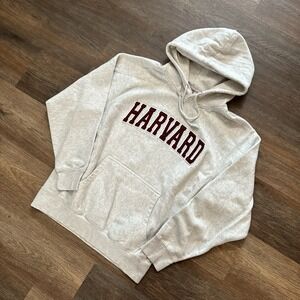 Harvard University Heather Grey Pullover Hoodie Sz M Pro Weave Preppy Ivy League